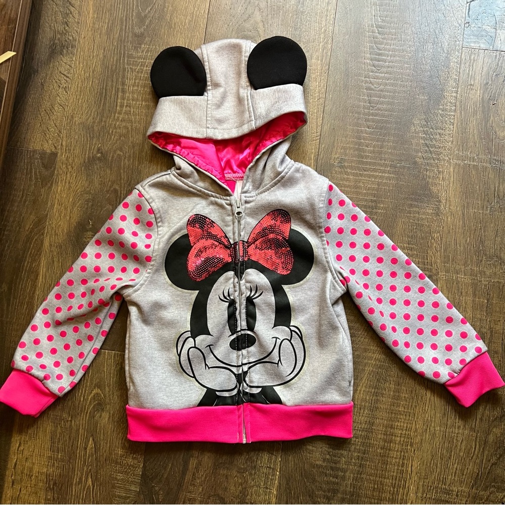 Disney Minnie Mouse Zip Up Hoodie with Ears Size 4T
